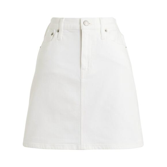 J.Crew Factory White Denim A-Line Mini Skirt 18 NWT High Rise Stretch - Picture 1 of 6